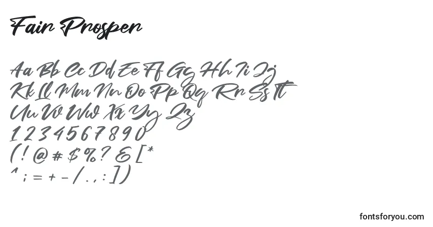 Fair Prosper-fontti – aakkoset, numerot, erikoismerkit