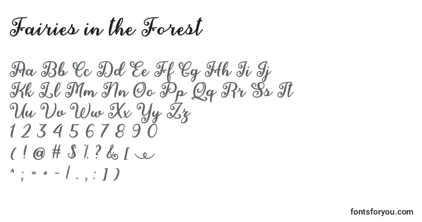 Шрифт Fairies in the Forest   – алфавит, цифры, специальные символы