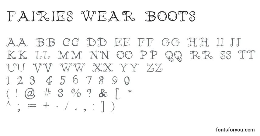 Schriftart Fairies Wear Boots – Alphabet, Zahlen, spezielle Symbole