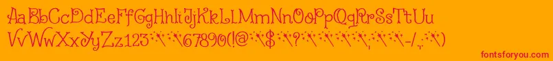 フォントFairy Godmother DEMO – オレンジの背景に赤い文字