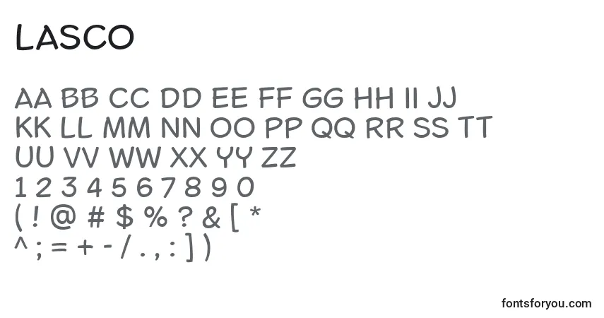 Lasco Font – alphabet, numbers, special characters