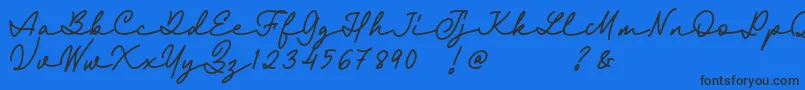 Fairyland Demo Font-Schriftart – Schwarze Schriften auf blauem Hintergrund