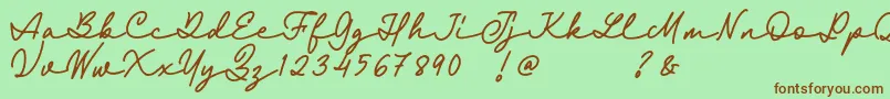 Fairyland Demo Font-fontti – ruskeat fontit vihreällä taustalla