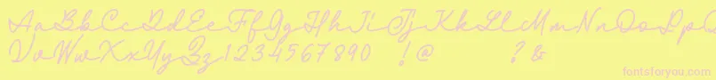 Fairyland Demo Font-Schriftart – Rosa Schriften auf gelbem Hintergrund
