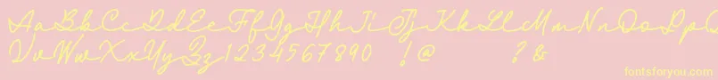 Więcej informacji o czcionce Fairyland Demo Font Czcionka Fairyland Demo Font – żółte czcionki na różowym tle