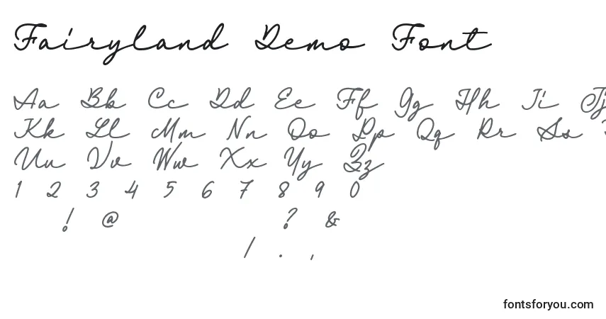 A fonte Fairyland Demo Font (126321) – alfabeto, números, caracteres especiais