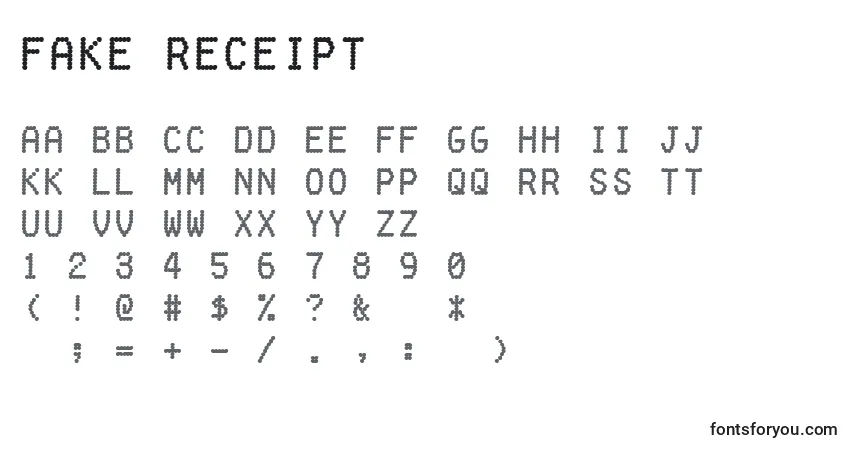 A fonte Fake receipt (126324) – alfabeto, números, caracteres especiais