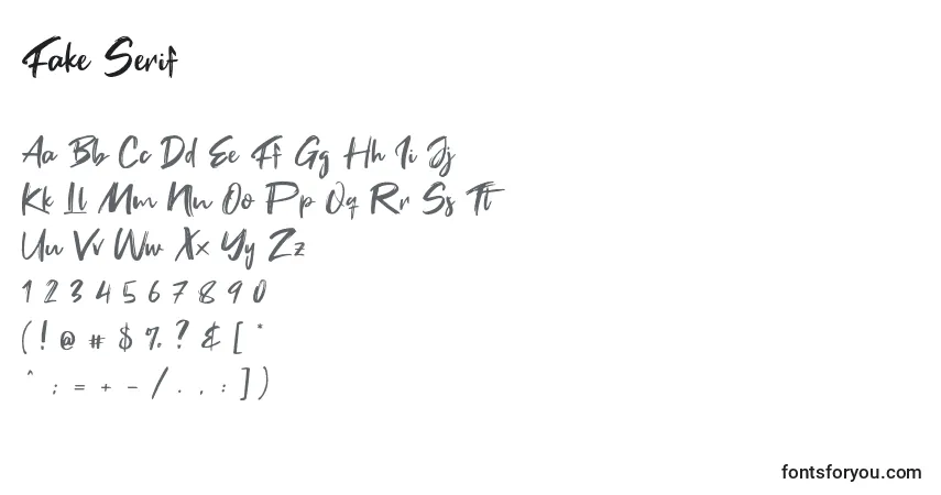 Schriftart Fake Serif – Alphabet, Zahlen, spezielle Symbole