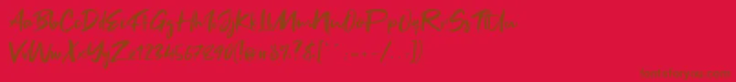 Fake Serif-Schriftart – Braune Schriften auf rotem Hintergrund
