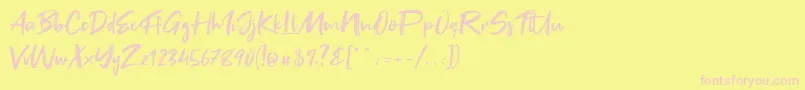 Fonte Fake Serif – fontes rosa em um fundo amarelo