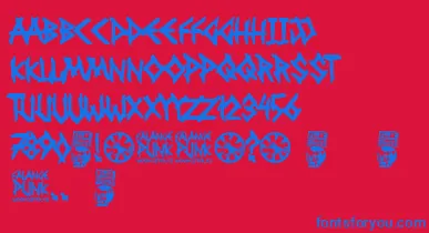 Falange Punk font – Blue Fonts On Red Background