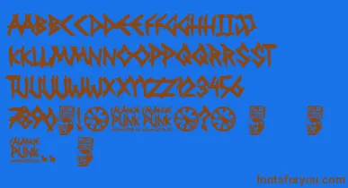 Falange Punk font – Brown Fonts On Blue Background