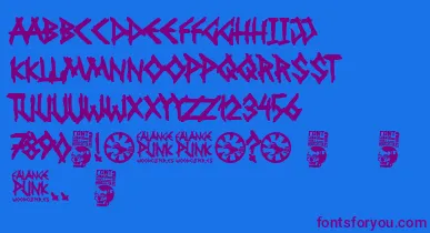Falange Punk font – Purple Fonts On Blue Background