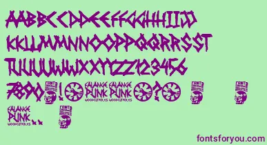 Falange Punk font – Purple Fonts On Green Background