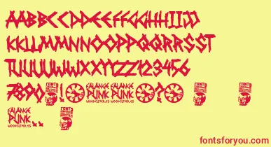 Falange Punk font – Red Fonts On Yellow Background