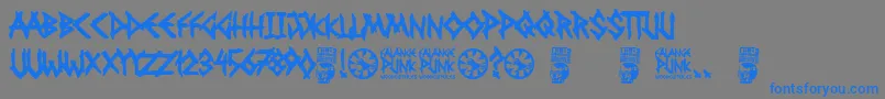 Falange Punk-Schriftart – Blaue Schriften auf grauem Hintergrund