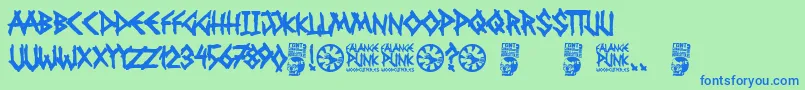 fuente Falange Punk – Fuentes Azules Sobre Fondo Verde