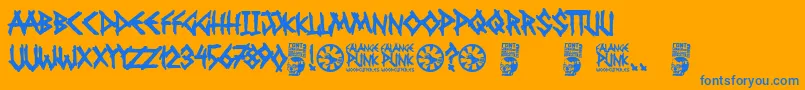 Falange Punk Font – Blue Fonts on Orange Background