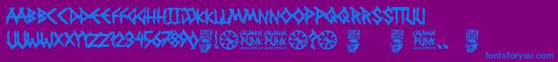 Falange Punk Font – Blue Fonts on Purple Background