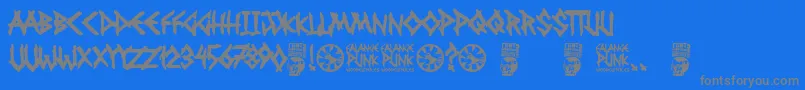 フォントFalange Punk – 青い背景に灰色の文字