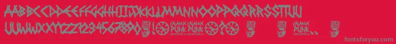 Falange Punk-fontti – harmaat kirjasimet punaisella taustalla