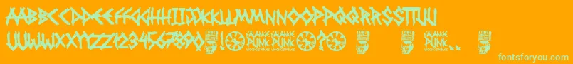 Falange Punk Font – Green Fonts on Orange Background