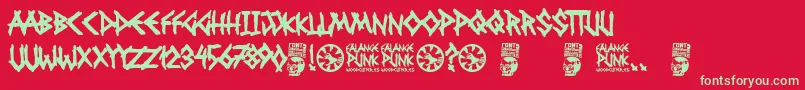 フォントFalange Punk – 赤い背景に緑の文字