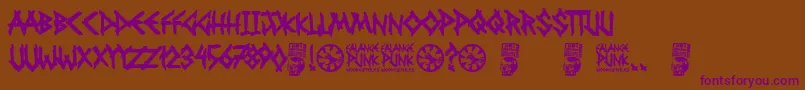 Шрифт Falange Punk – фиолетовые шрифты на коричневом фоне