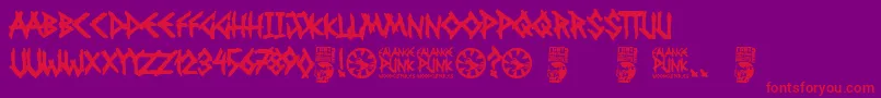 Falange Punk-fontti – punaiset fontit violetilla taustalla