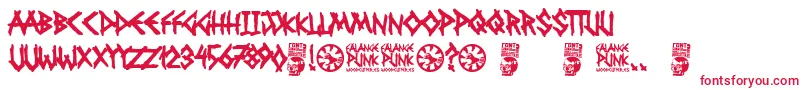 フォントFalange Punk – 白い背景に赤い文字