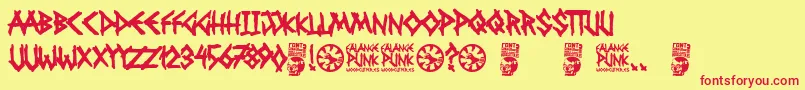 Falange Punk Font – Red Fonts on Yellow Background