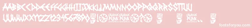 Falange Punk-fontti – valkoiset fontit vaaleanpunaisella taustalla