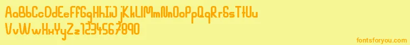 フォントMahsuriBold – オレンジの文字が黄色の背景にあります。