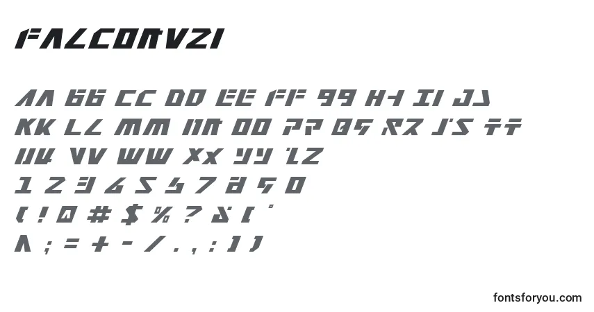 Schriftart Falconv2i (126330) – Alphabet, Zahlen, spezielle Symbole