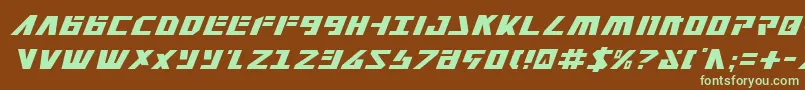 フォントFalconv2i – 緑色の文字が茶色の背景にあります。