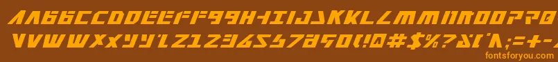 フォントFalconv2i – オレンジ色の文字が茶色の背景にあります。