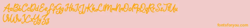 Falling Button-Schriftart – Orangefarbene Schriften auf rosa Hintergrund