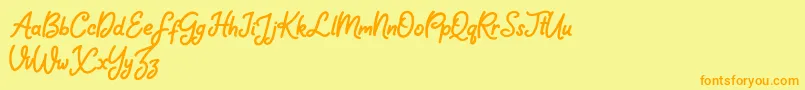 Falling Button Font – Orange Fonts on Yellow Background