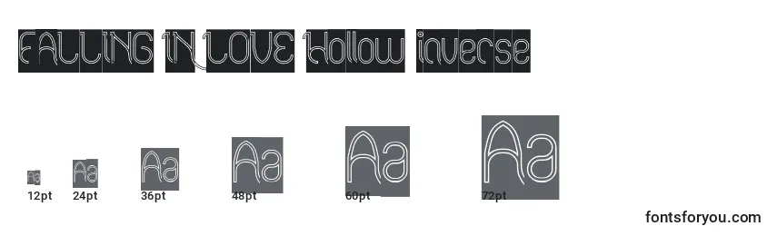 FALLING IN LOVE Hollow inverse Font Sizes