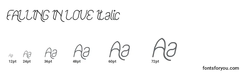 Tamanhos de fonte FALLING IN LOVE Italic