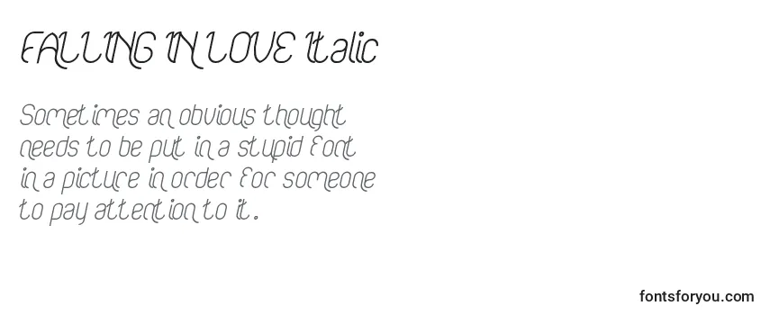 Revisão da fonte FALLING IN LOVE Italic