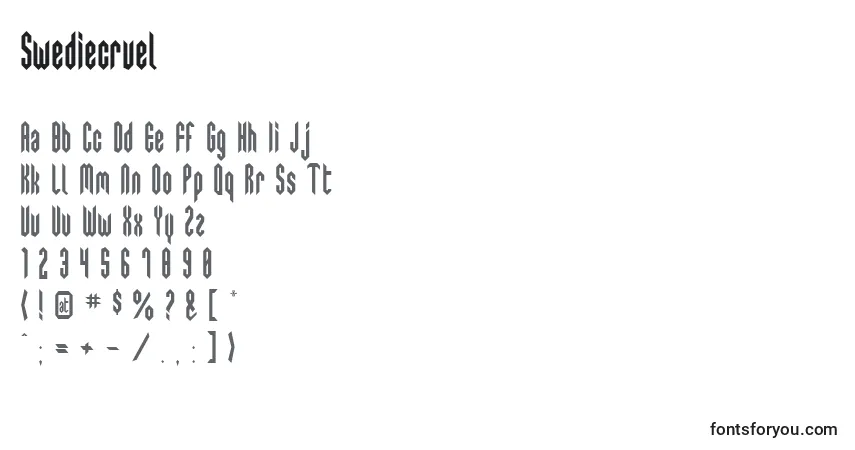 A fonte Swediecruel – alfabeto, números, caracteres especiais