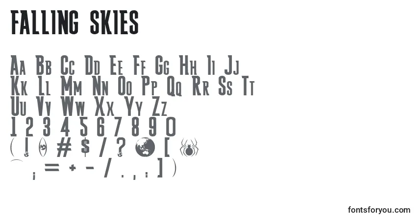 A fonte FALLING SKIES – alfabeto, números, caracteres especiais