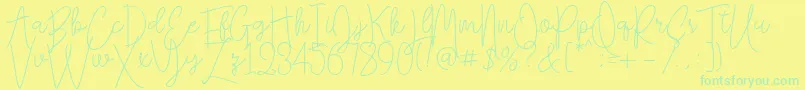 Fonte Falling Slowly Free Demo – fontes verdes em um fundo amarelo
