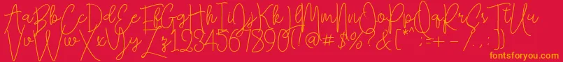 Falling Slowly Free Demo Font – Orange Fonts on Red Background