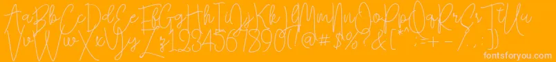 Falling Slowly Free Demo-Schriftart – Rosa Schriften auf orangefarbenem Hintergrund