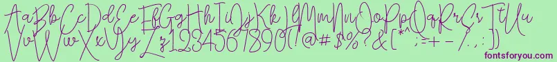 Falling Slowly Free Demo Font – Purple Fonts on Green Background