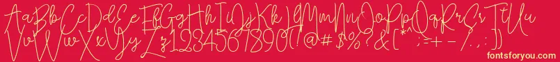 Falling Slowly Free Demo Font – Yellow Fonts on Red Background