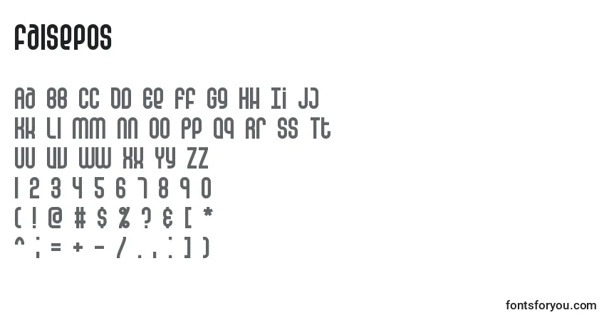 Schriftart Falsepos (126345) – Alphabet, Zahlen, spezielle Symbole