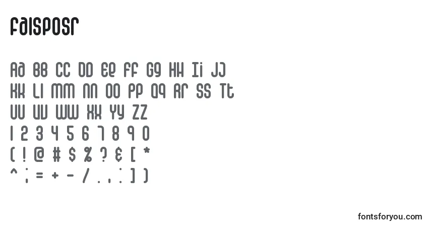 Schriftart Falsposr (126346) – Alphabet, Zahlen, spezielle Symbole